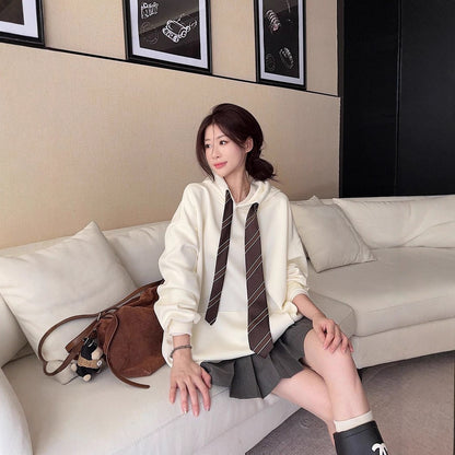 Hooded Tie Sweatshirt