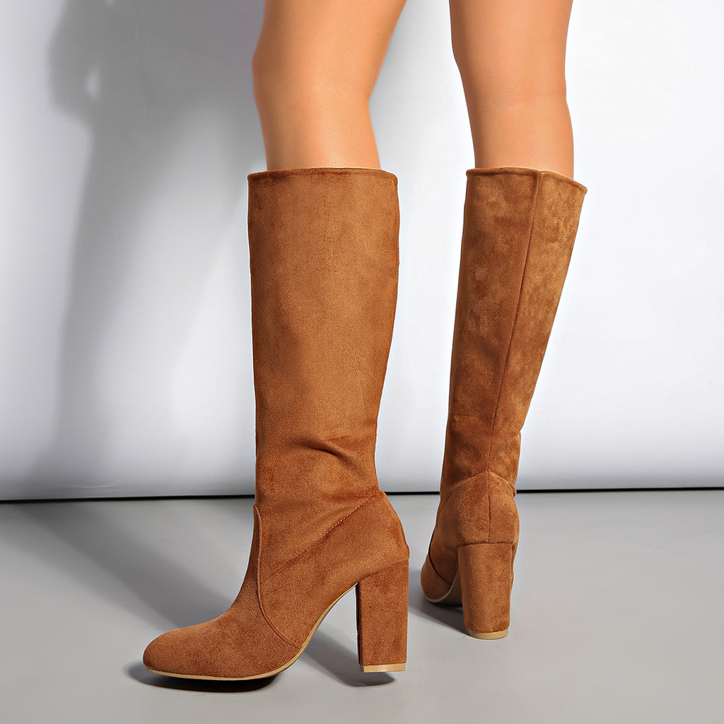 Pointed Toe Block Heel Boots