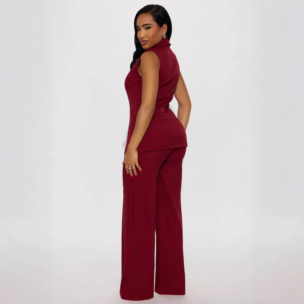 Burgundy Sleeveless Set