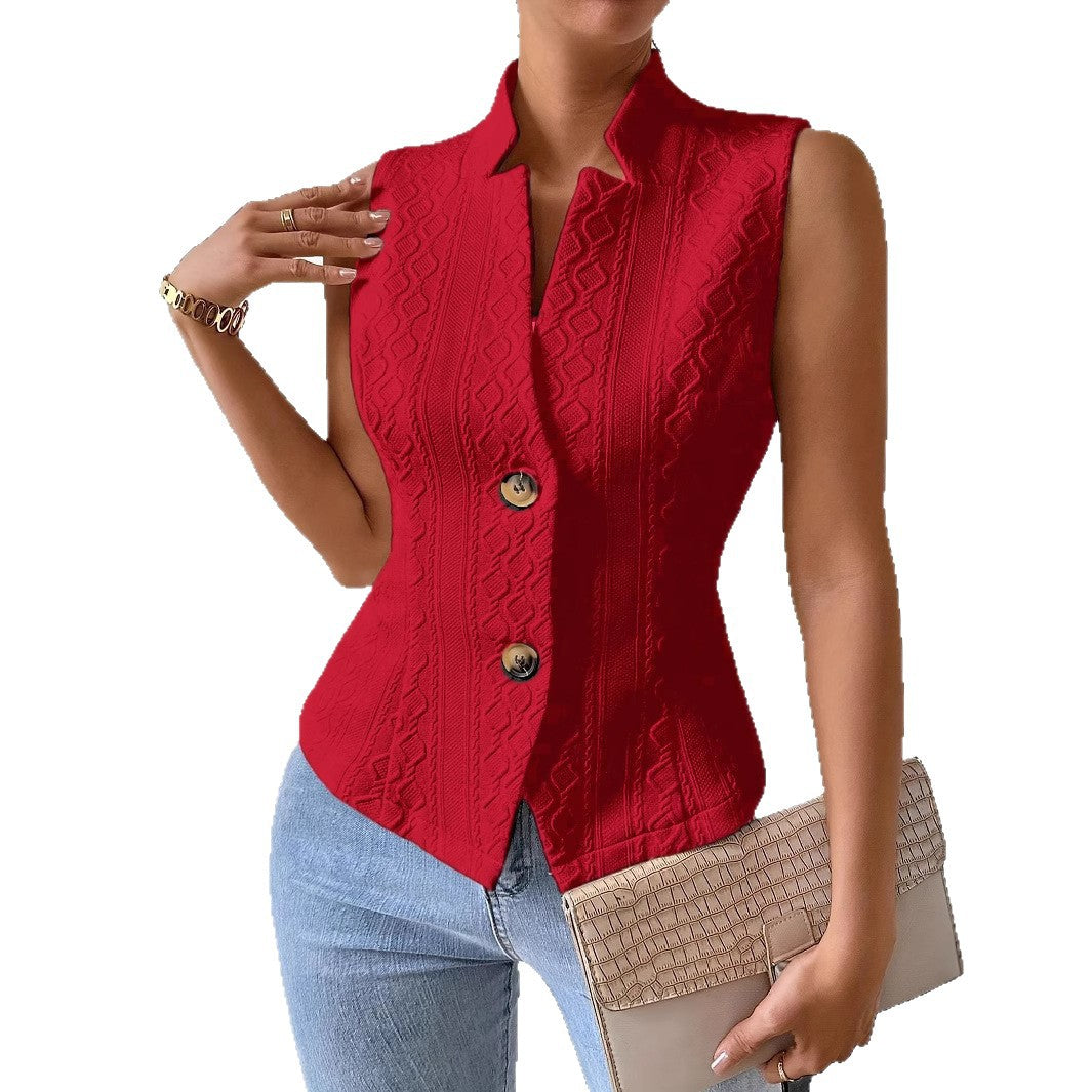 V-Neck Button Vest
