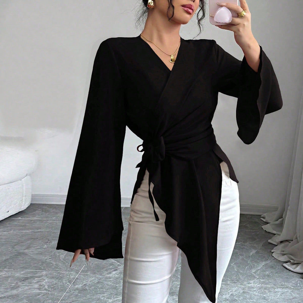 Satin Flared Sleeve Top