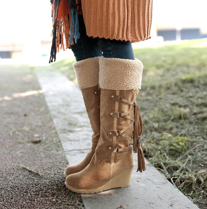 Suede Wedge Boots