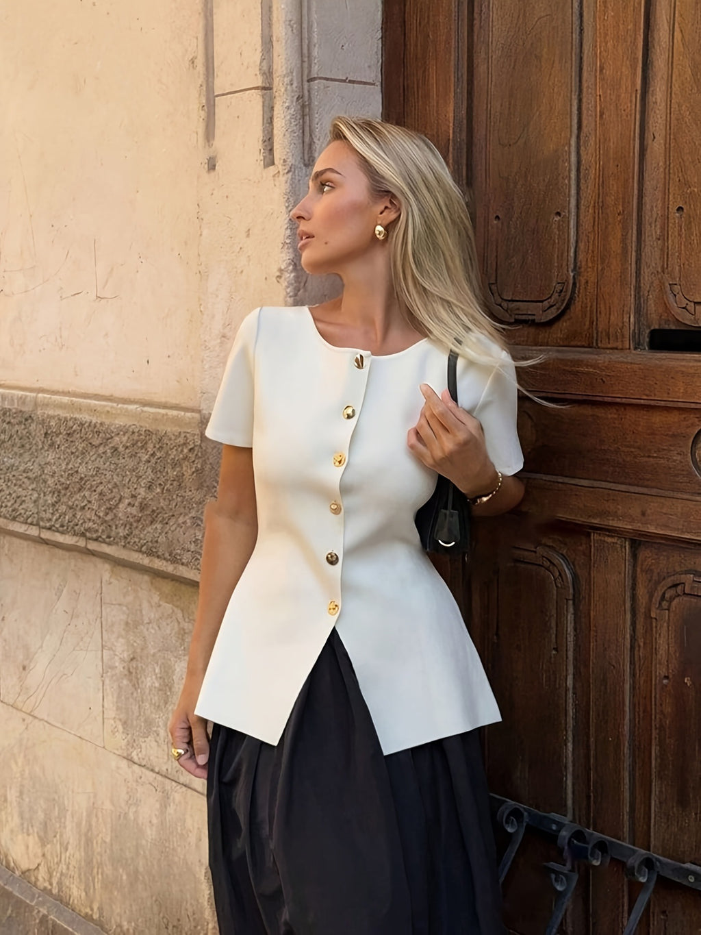 White Buttoned Slim Cardigan