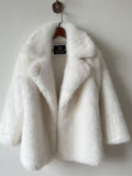 Notched Faux Fur Coat