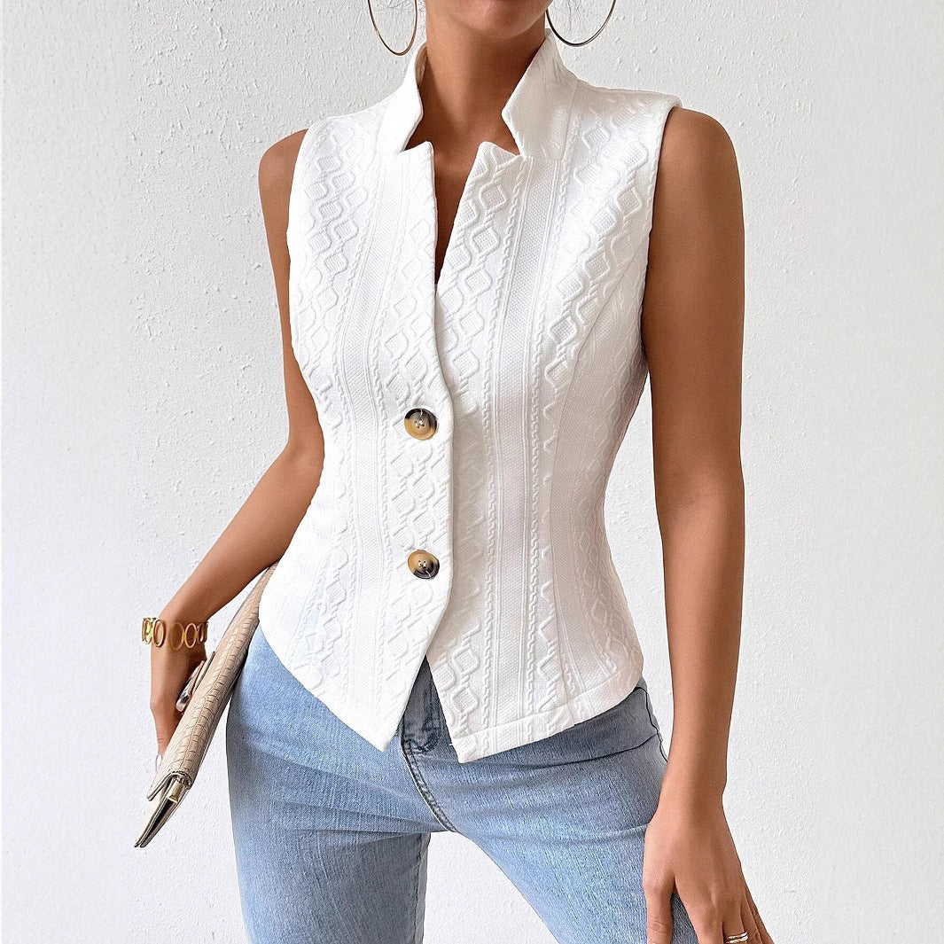 V-Neck Button Vest
