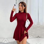 Burgundy A-Line Dress