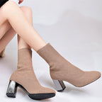 Elastic boots high heels