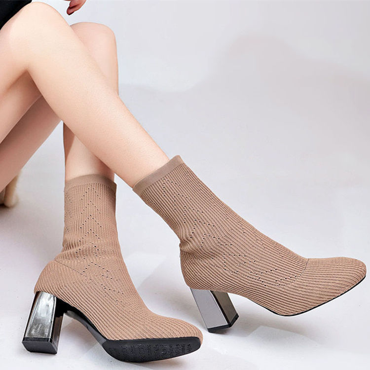 Elastic boots high heels