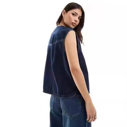 Dark Blue Denim Top