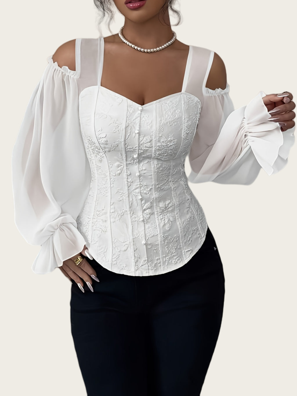 3D Puff Sleeve Blouse