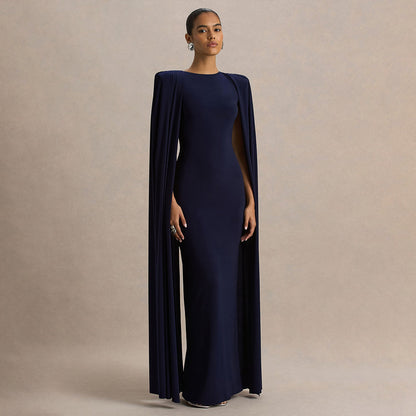 Pleated Shawl Slim Dress