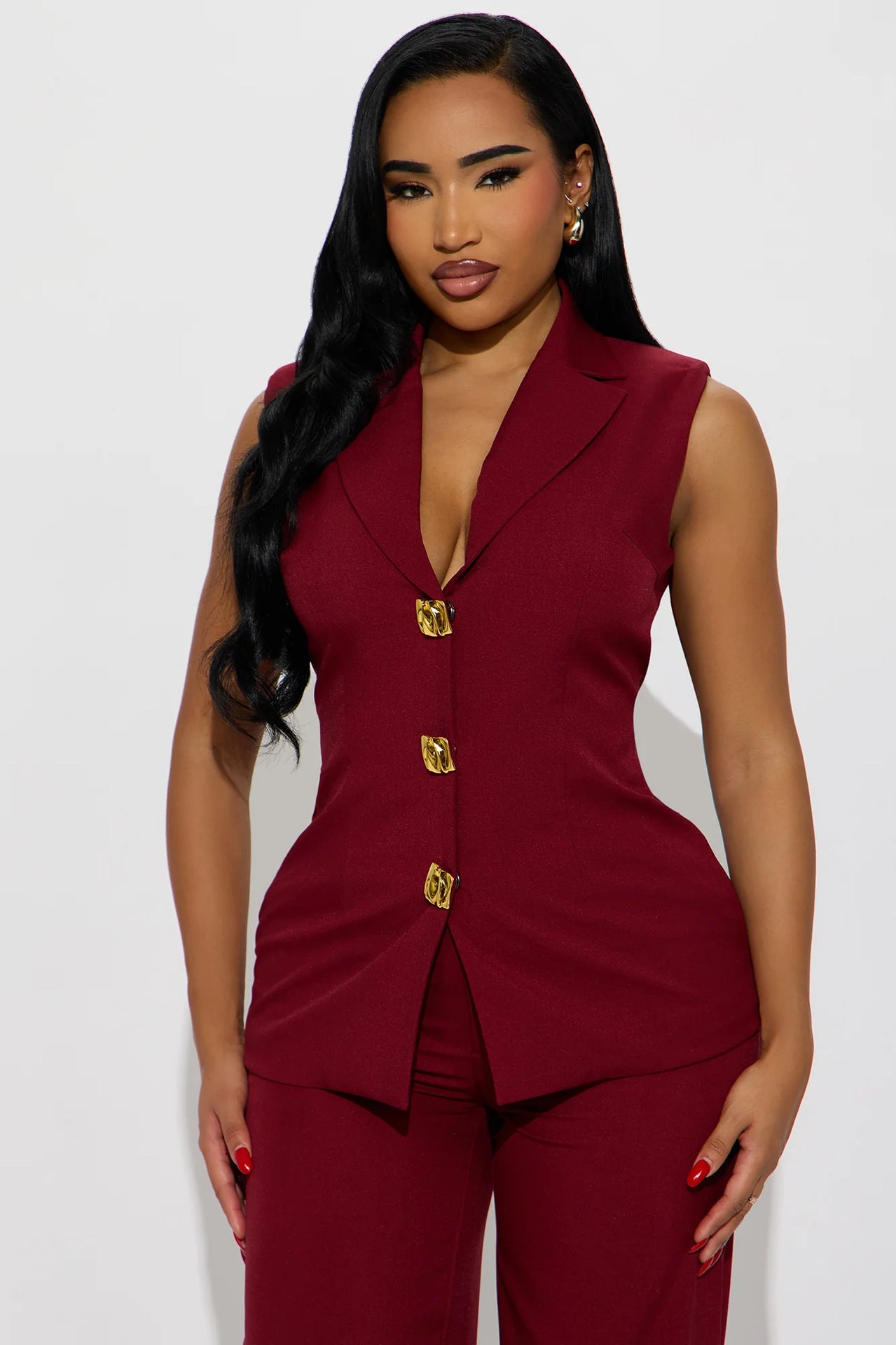 Burgundy Sleeveless Set