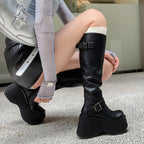 Chunky High-Heel Boots