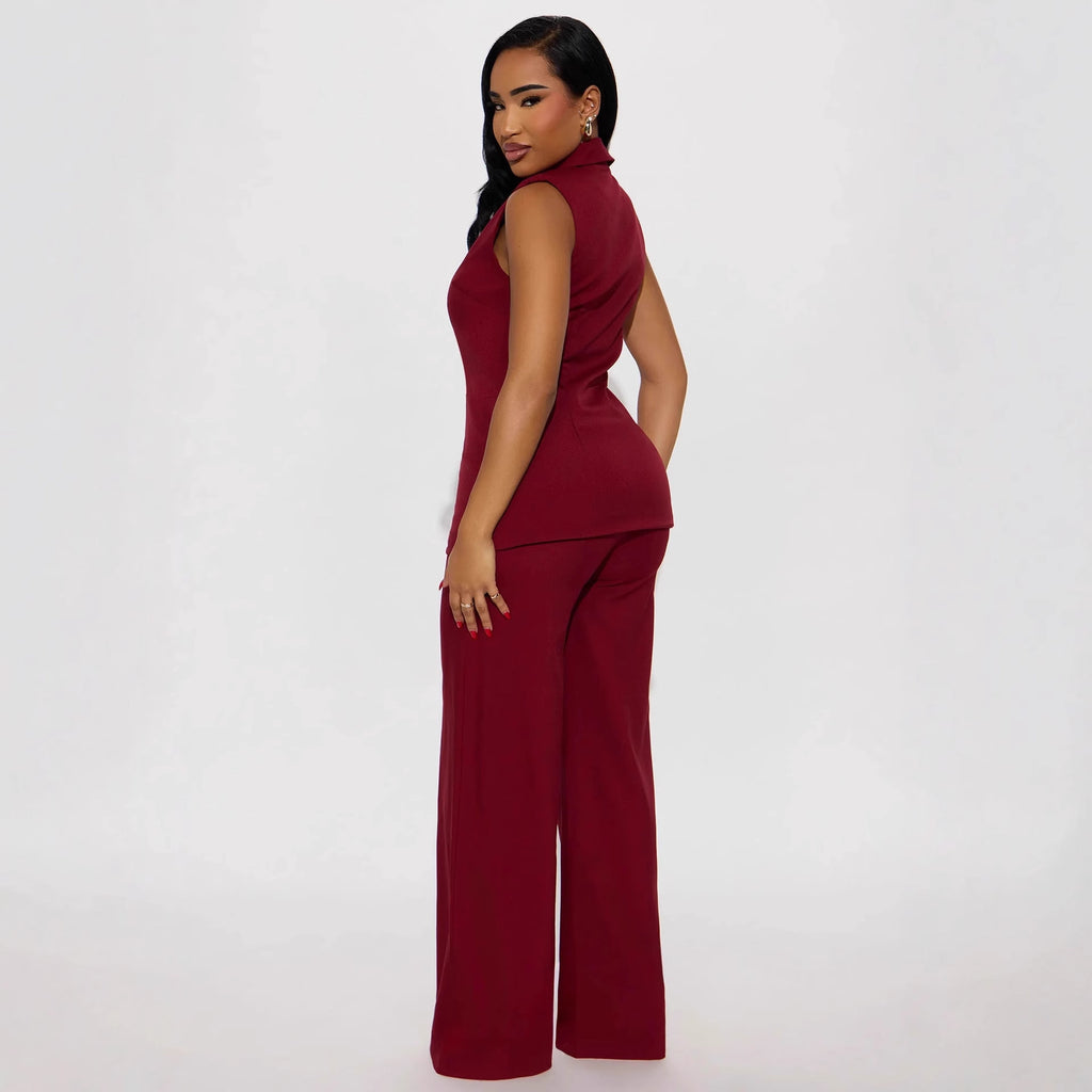 Burgundy Sleeveless Set