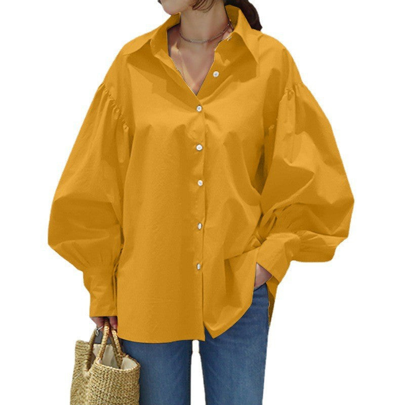 Lantern Sleeve Lapel Top