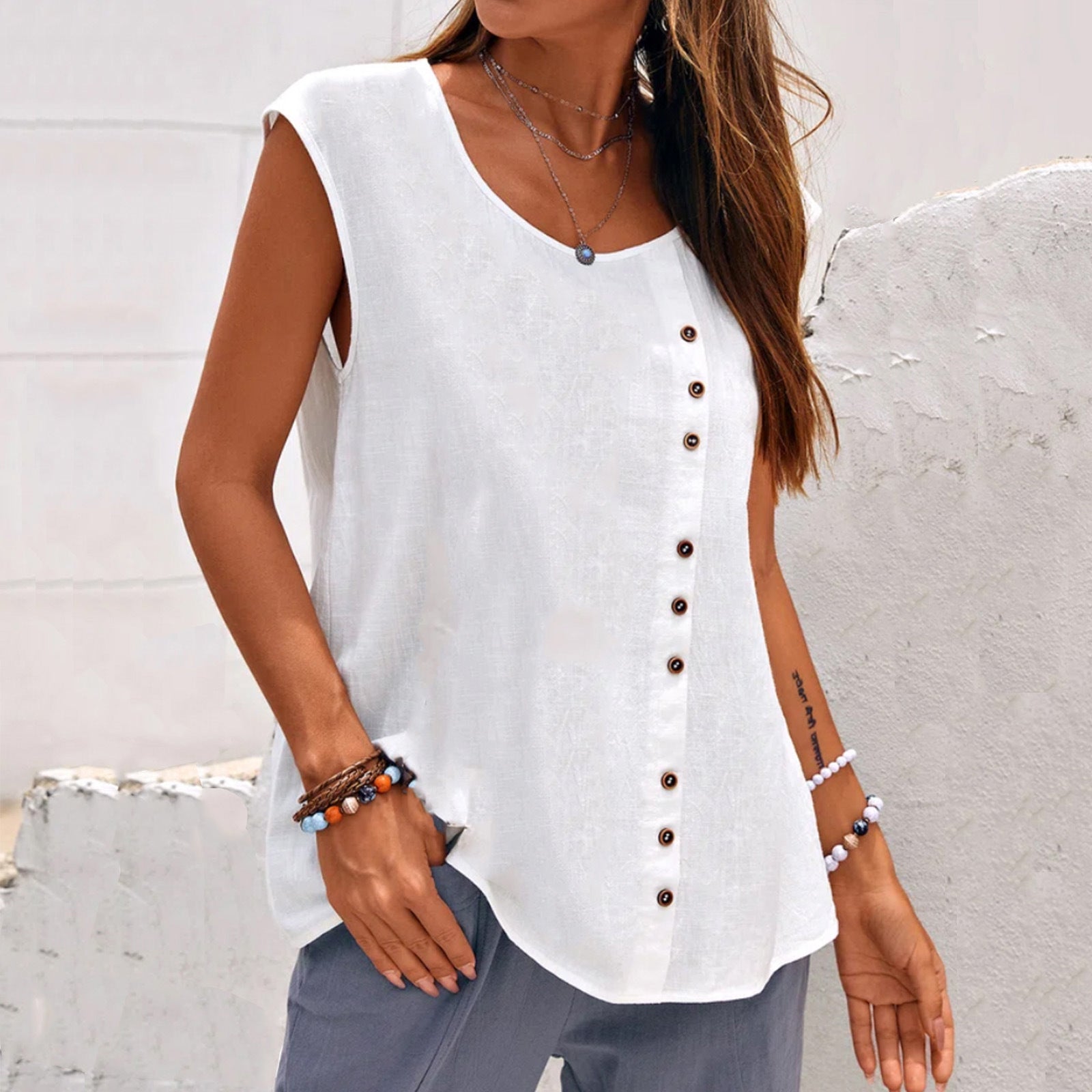 Asymmetric Linen Top