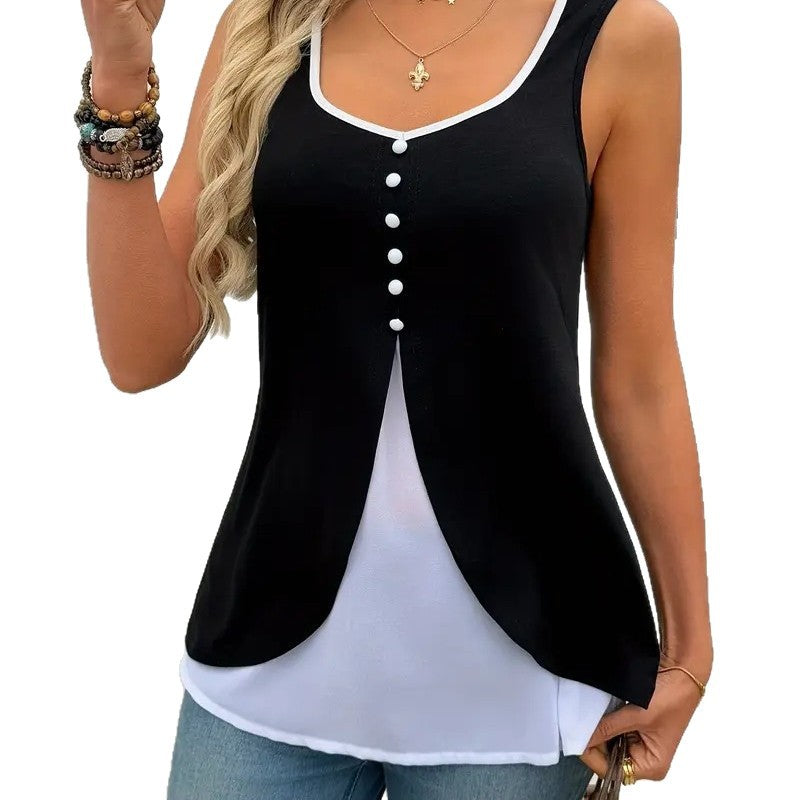 Color-Blocked Vest Top