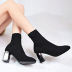 Elastic boots high heels