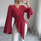 Satin Flared Sleeve Top