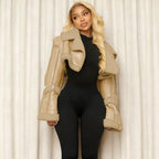 Street PU Leather Patchwork Fur Collar