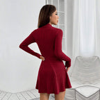 Burgundy A-Line Dress
