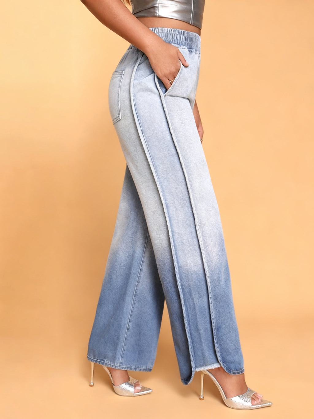 Wide-Leg Jeans with Elastic