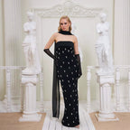 High Waist Rhinestone Dress