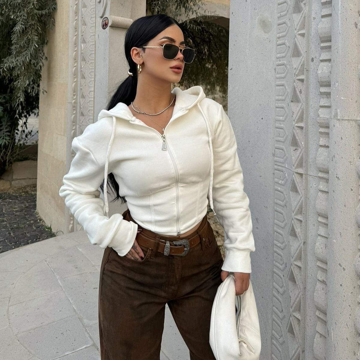 White Cropped Cardigan Sweater