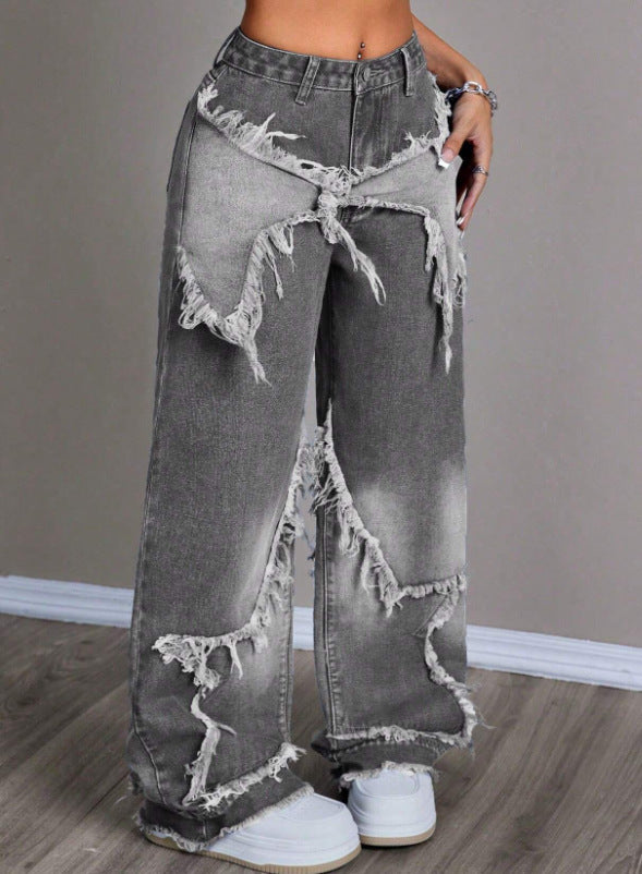 Retro Star Patchwork Jeans