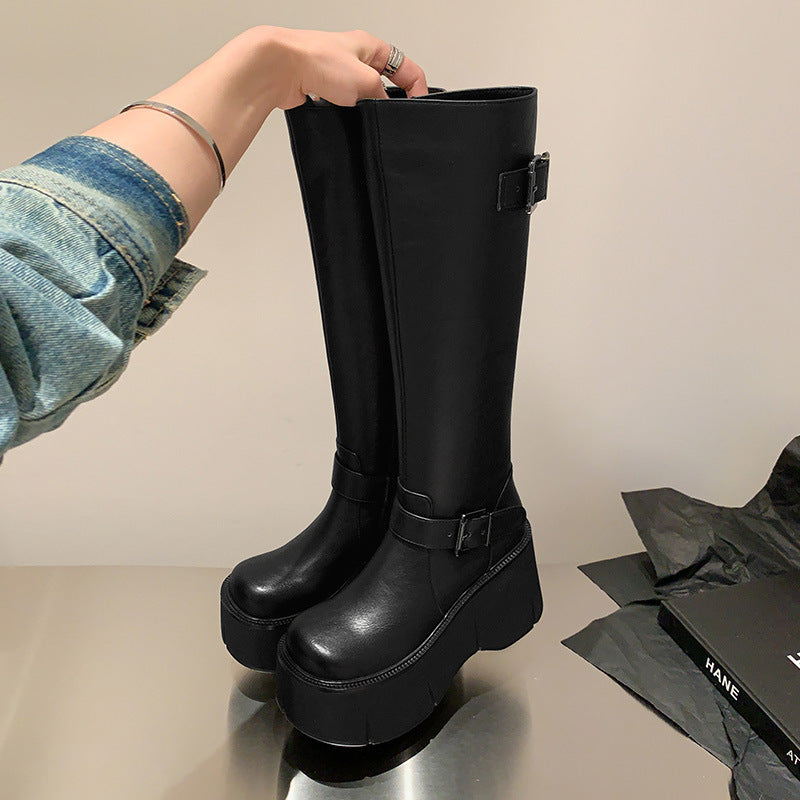 Chunky High-Heel Boots