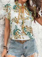 Lace-up Floral Shirt
