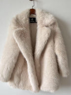 Notched Faux Fur Coat