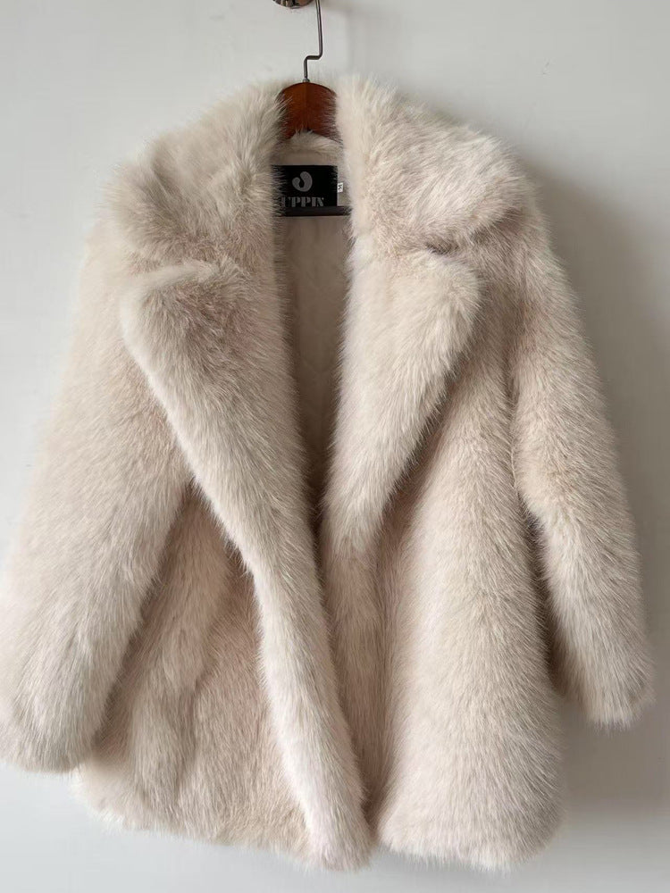 Warm Notched Fur Coat