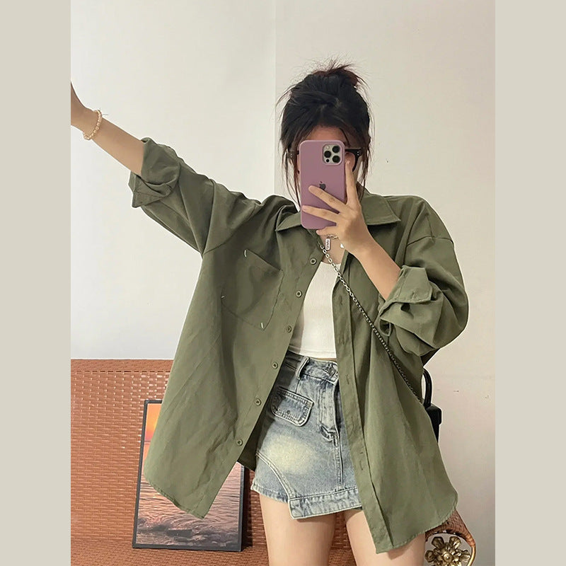 Military Green Cardigan Shirt