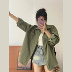 Military Green Cardigan Shirt