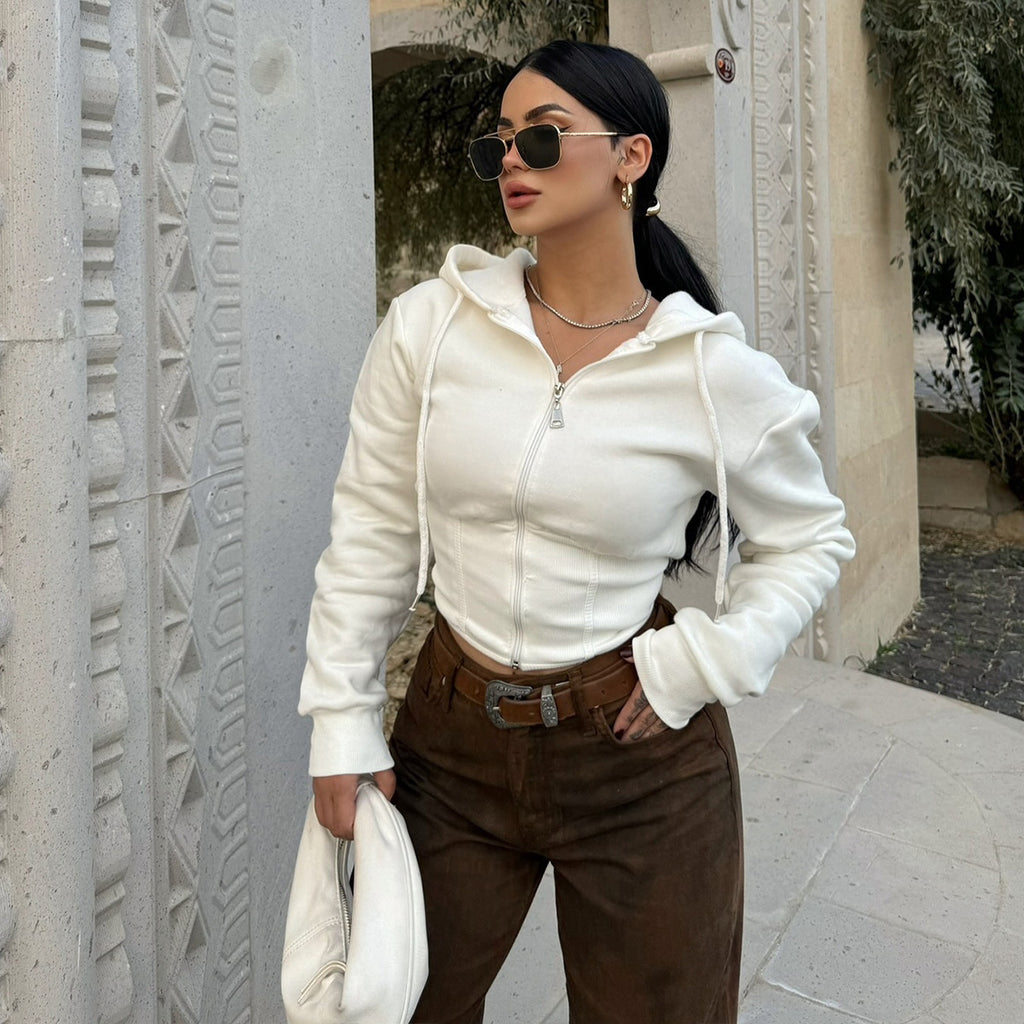 White Cropped Cardigan Sweater