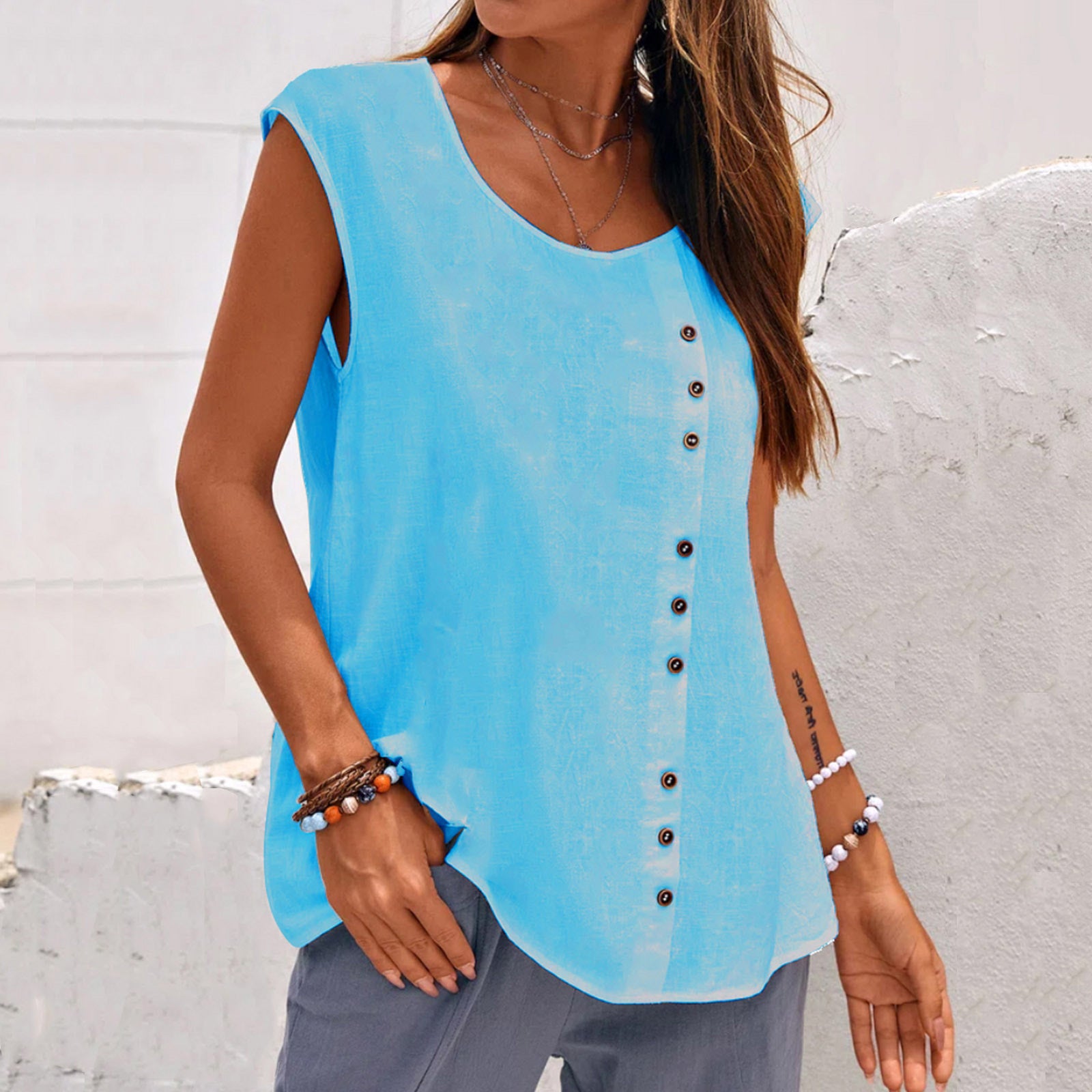 Asymmetric Linen Top
