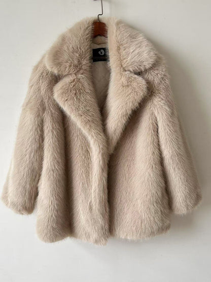 Warm Notched Fur Coat