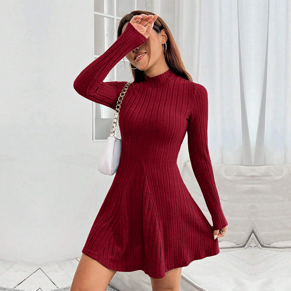 Burgundy A-Line Dress