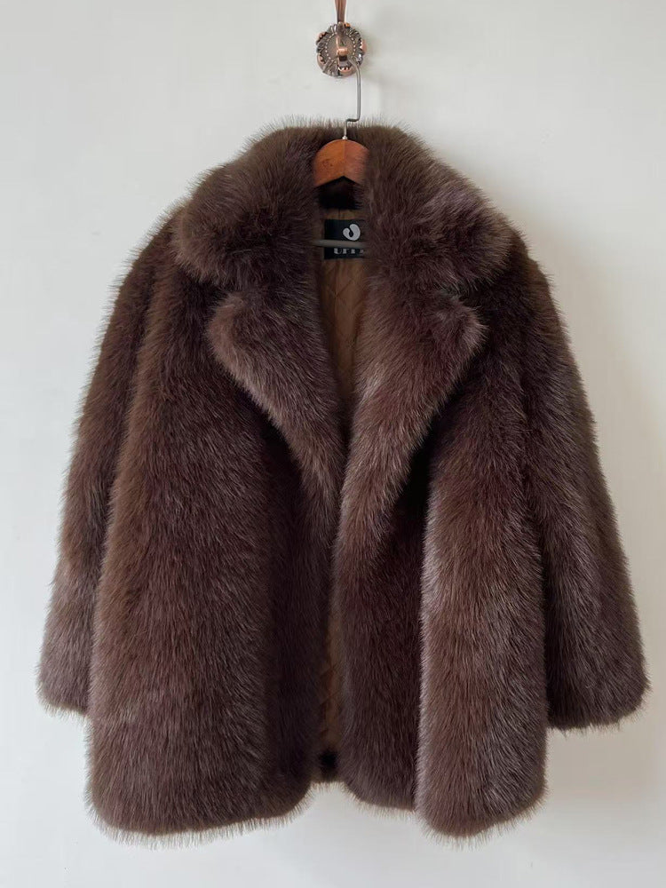 Warm Notched Fur Coat