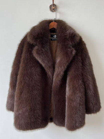 Warm Notched Fur Coat