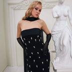 High Waist Rhinestone Dress