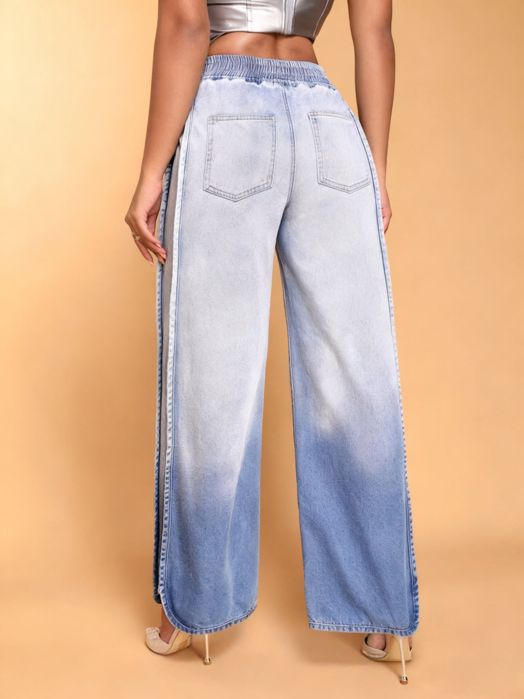 Wide-Leg Jeans with Elastic