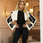 Street PU Leather Patchwork Fur Collar