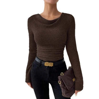 Draped Neck Knit Top