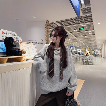 Hooded Tie Sweatshirt