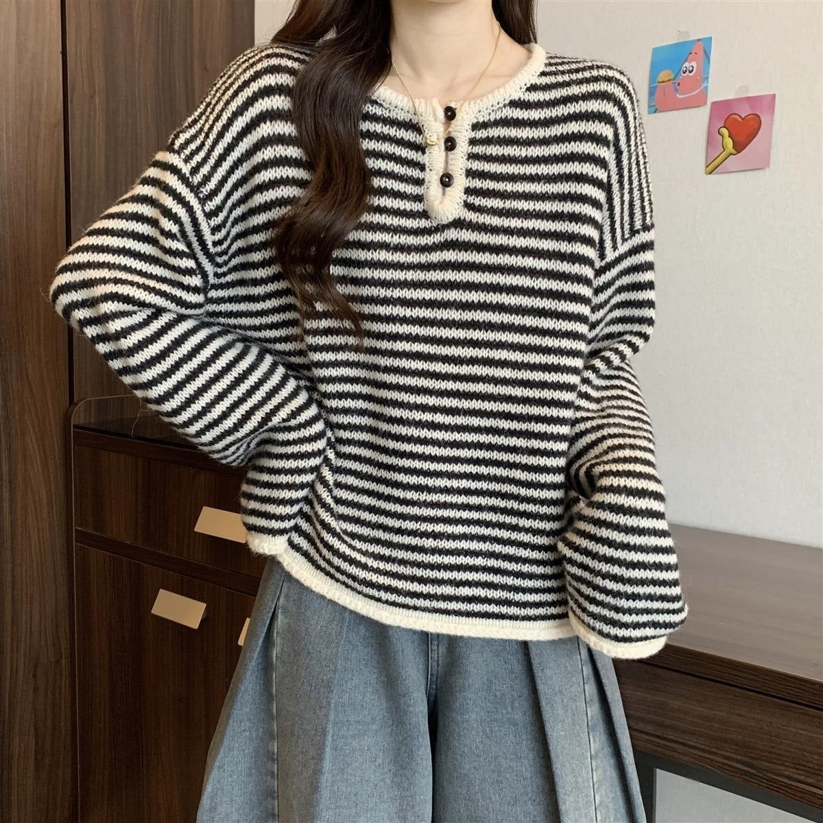 Striped Sleeve Sweater