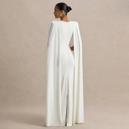 Pleated Shawl Slim Dress