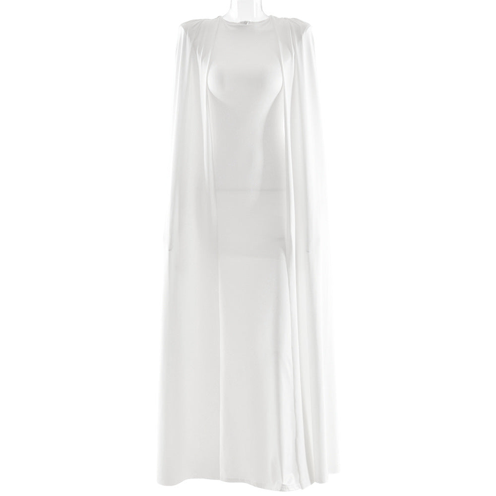 Pleated Shawl Slim Dress