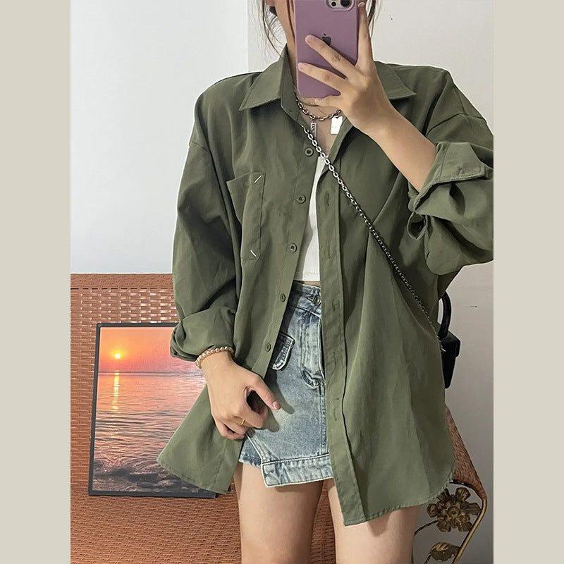 Military Green Cardigan Shirt